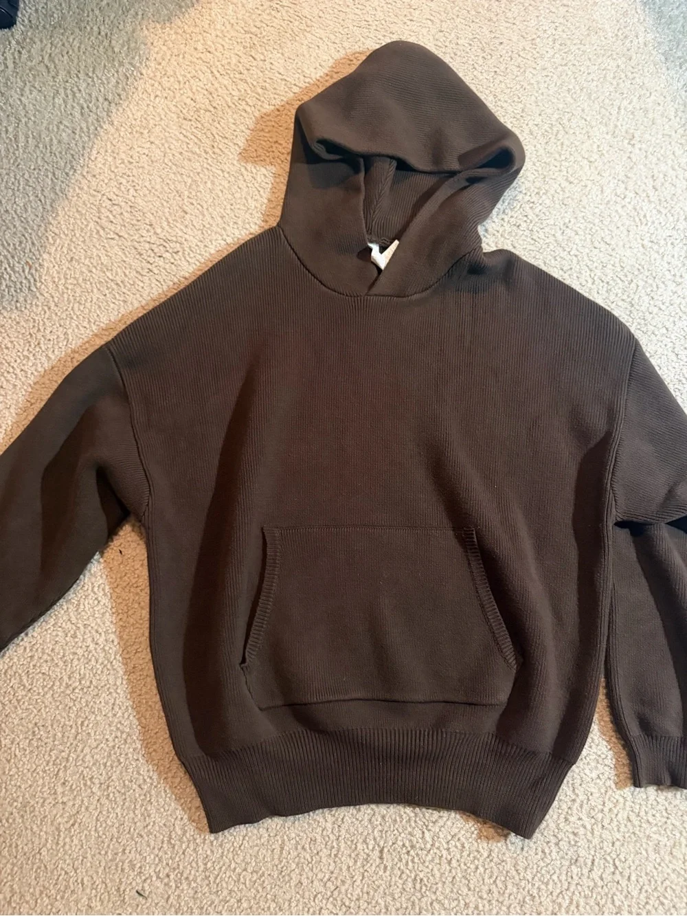 ALO Yoga Oversized Knit Hoodie in Dark Brown